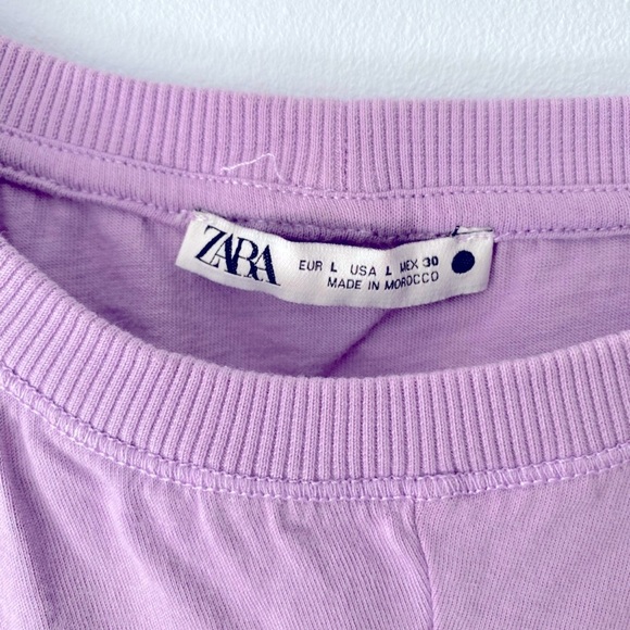 Zara Purple Lilac Knotted Cotton Cropped T-shirt M L - Picture 3 of 7